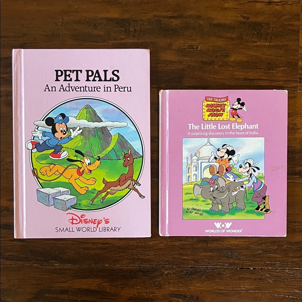 2 Vintage Disney Books: The Little Lost Elephant & Pet Pals Adventure in Peru